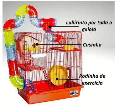 Gaiola Tubo Super Luxo 3 Andares Un Vermelho