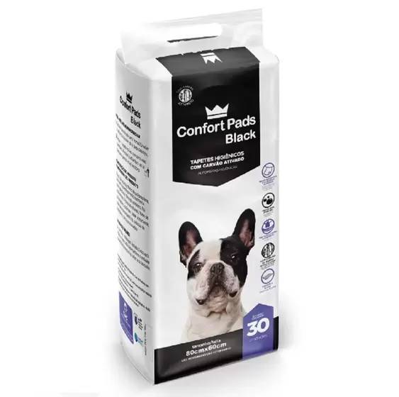 Tapete Hig Confort Pads Black 80 X 60 Cm 30 Unidades Fardo Com 4 Pcts