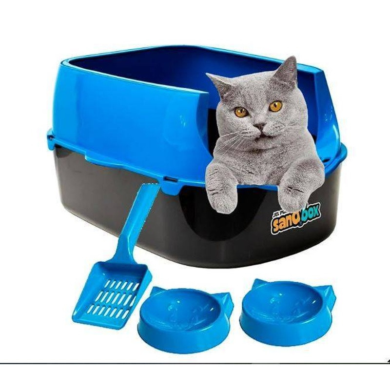 Kit Sanitario Para Gatos Sandbox Furba Un Azul