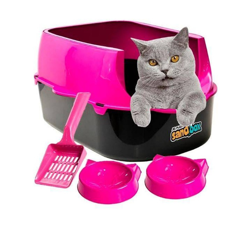Kit Sanitario Para Gatos Sandbox Furba Un Rosa