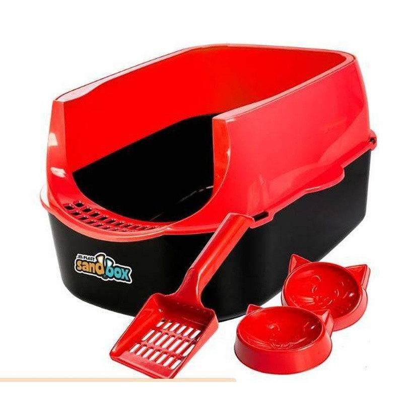 Kit Sanitario Para Gatos Sandbox Furba Un Vermelho