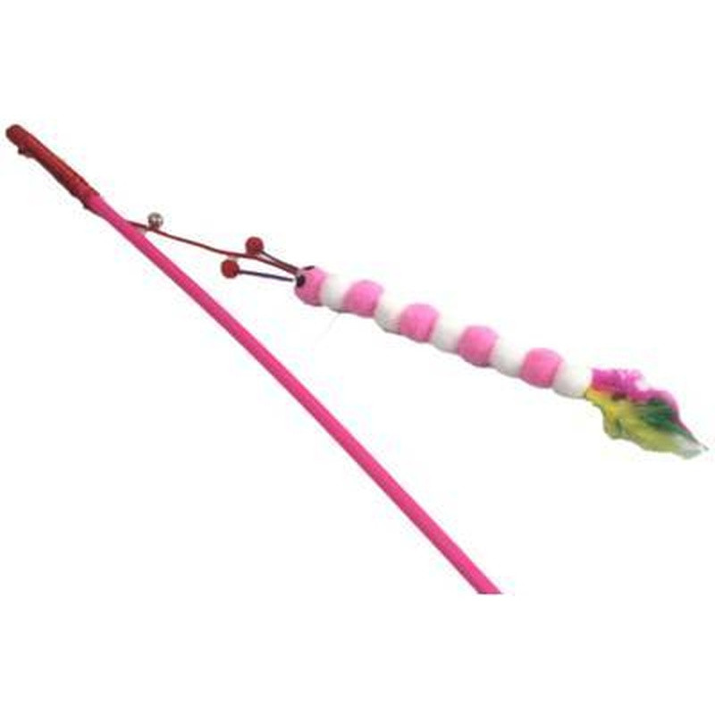Brinq. Varinha P/Gato C/Som Bolas /Penas 50cm Centopeia Un
