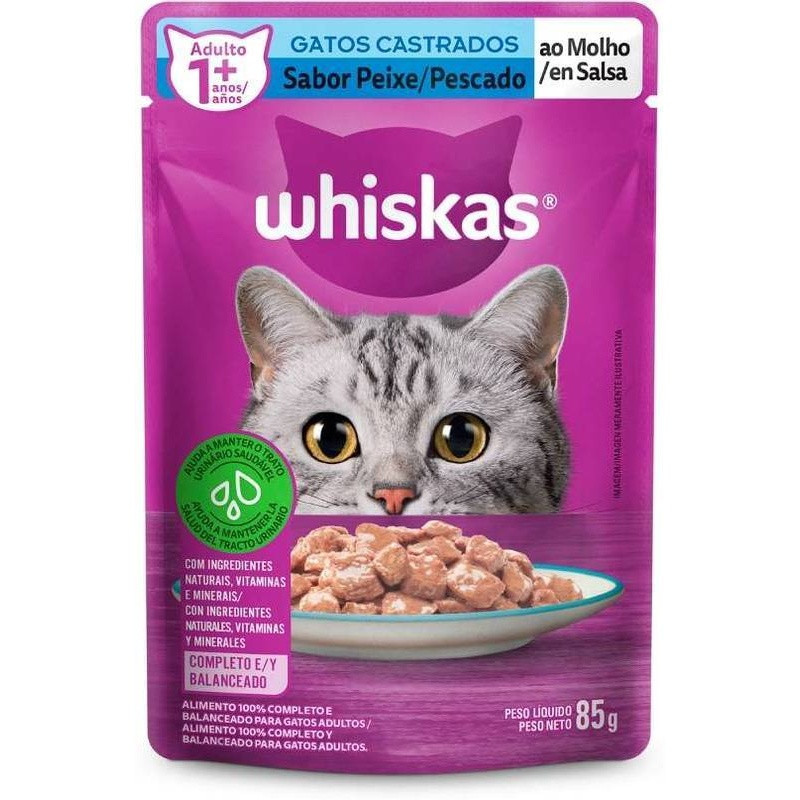 Whiskas Sache Castrados Peixe 85gr Caixa Com 40x85gr