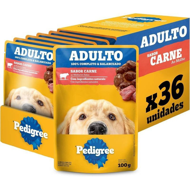 Pedigree Sache Adulto Raça Med E Gde Carne 100gr Caixas Com 36x100gr