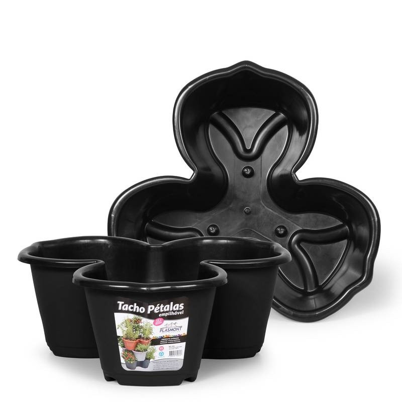Vaso Petalas Empilhavel 11,5 Litros Preto Un