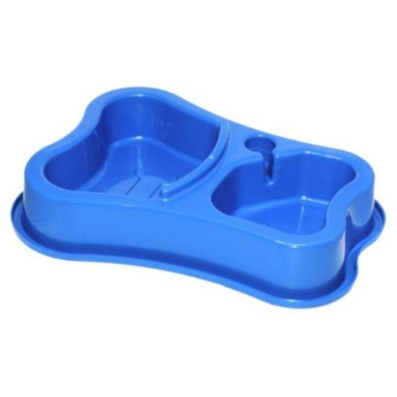 Comedouro E Bebedouro Duplo Aut Mr Pet Un Azul