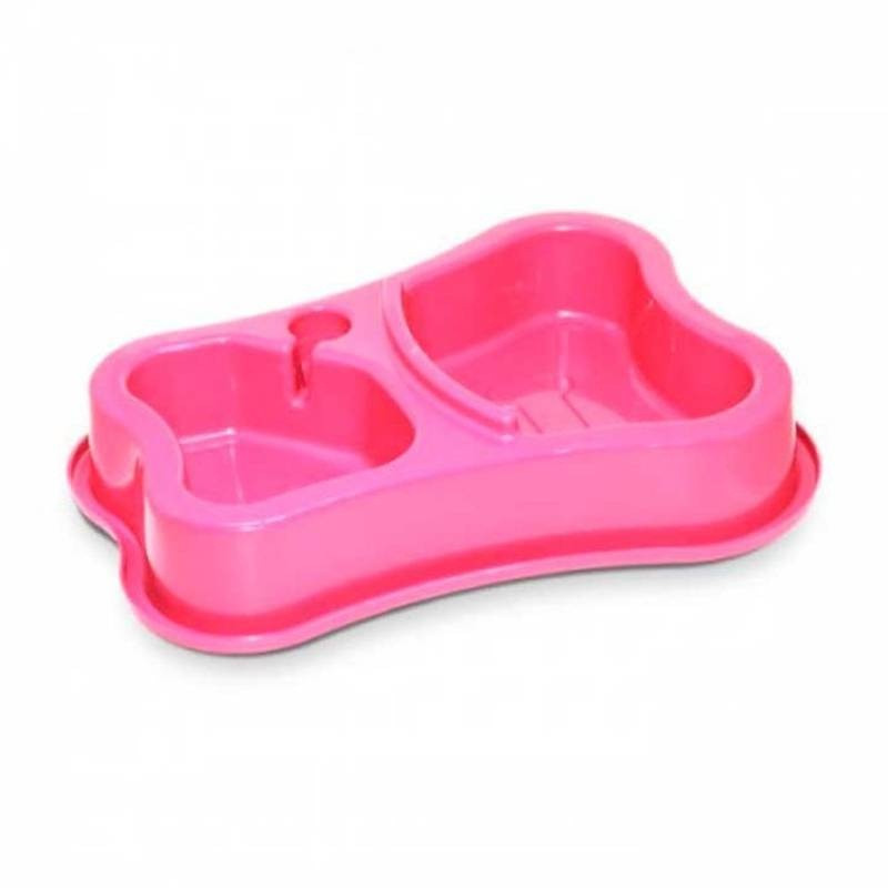 Comedouro E Bebedouro Duplo Aut Mr Pet Un Rosa