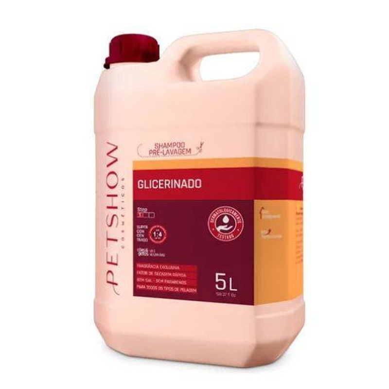 Shampoo Pre Lavagem Glicerinado 5 Lt Pet Show Caixa Com04 Und