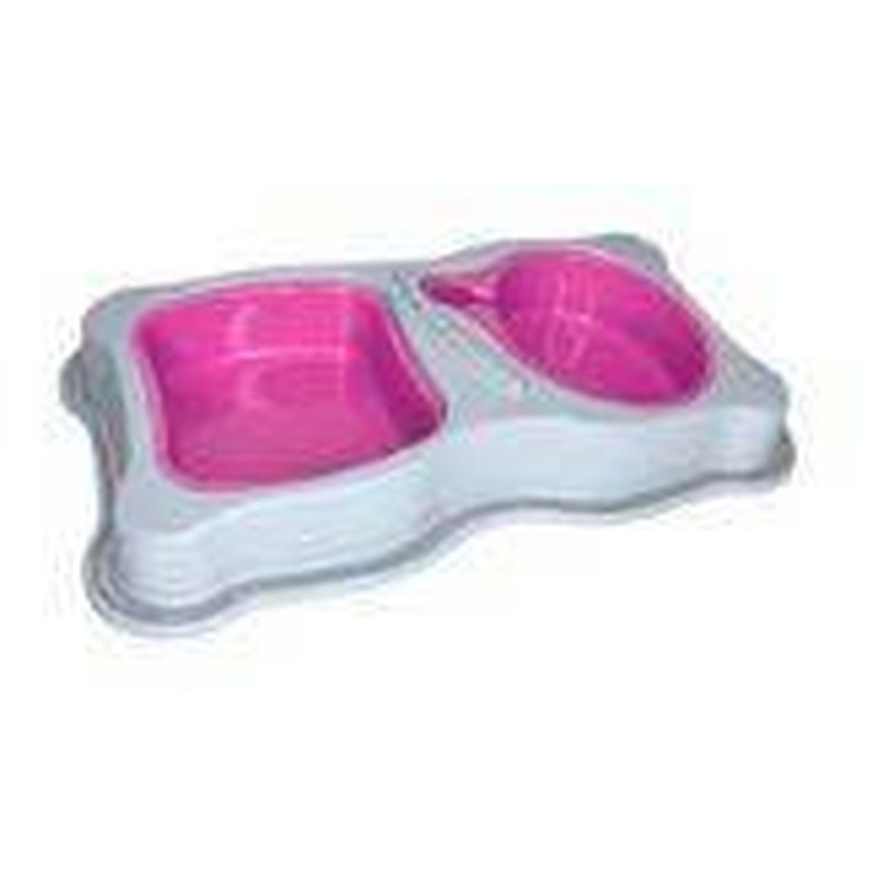 Comedouro/Bebedouro Dualdog Durapet Un Rosa